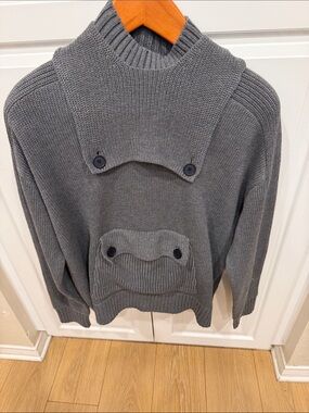 Alp N Rock Men's Gray Crewneck Sweater with Buttoned Chest Flap